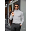 image:imageCOOFANDY Mens Turtleneck Shirts Slim Fit Shirt Tops Lightweight Pullover Thermal Sweater Casual Long Sleeve ShirtLight Gray