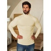 image:imageCOOFANDY Mens Turtleneck Sweater Slim Fit Lightweight Basic Ribbed SweatersBeige