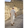 image:imageCOOFANDY Mens VNeck Linen Robe Short Sleeve Kaftan Thobe Long Gown Casual Shirt for Beach Summer01white