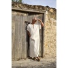 image:imageCOOFANDY Mens VNeck Linen Robe Short Sleeve Kaftan Thobe Long Gown Casual Shirt for Beach Summer01white