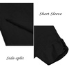 image:imageCOOFANDY Mens VNeck Linen Robe Short Sleeve Kaftan Thobe Long Gown Casual Shirt for Beach SummerBlack