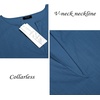 image:imageCOOFANDY Mens VNeck Linen Robe Short Sleeve Kaftan Thobe Long Gown Casual Shirt for Beach SummerBlue