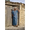 image:imageCOOFANDY Mens VNeck Linen Robe Short Sleeve Kaftan Thobe Long Gown Casual Shirt for Beach SummerBlue