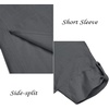 image:imageCOOFANDY Mens VNeck Linen Robe Short Sleeve Kaftan Thobe Long Gown Casual Shirt for Beach SummerDark Grey