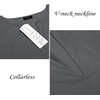 image:imageCOOFANDY Mens VNeck Linen Robe Short Sleeve Kaftan Thobe Long Gown Casual Shirt for Beach SummerDark Grey