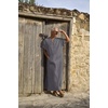 image:imageCOOFANDY Mens VNeck Linen Robe Short Sleeve Kaftan Thobe Long Gown Casual Shirt for Beach SummerDark Grey