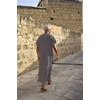 image:imageCOOFANDY Mens VNeck Linen Robe Short Sleeve Kaftan Thobe Long Gown Casual Shirt for Beach SummerDark Grey