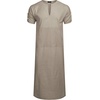 image:imageCOOFANDY Mens VNeck Linen Robe Short Sleeve Kaftan Thobe Long Gown Casual Shirt for Beach SummerKhaki