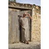 image:imageCOOFANDY Mens VNeck Linen Robe Short Sleeve Kaftan Thobe Long Gown Casual Shirt for Beach SummerKhaki