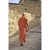 image:imageCOOFANDY Mens VNeck Linen Robe Short Sleeve Kaftan Thobe Long Gown Casual Shirt for Beach SummerLight Brown