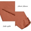 image:imageCOOFANDY Mens VNeck Linen Robe Short Sleeve Kaftan Thobe Long Gown Casual Shirt for Beach SummerLight Brown