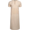 image:imageCOOFANDY Mens VNeck Linen Robe Short Sleeve Kaftan Thobe Long Gown Casual Shirt for Beach SummerLight Khaki