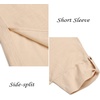 image:imageCOOFANDY Mens VNeck Linen Robe Short Sleeve Kaftan Thobe Long Gown Casual Shirt for Beach SummerLight Khaki