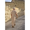 image:imageCOOFANDY Mens VNeck Linen Robe Short Sleeve Kaftan Thobe Long Gown Casual Shirt for Beach SummerLight Khaki