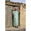 image:imageCOOFANDY Mens VNeck Linen Robe Short Sleeve Kaftan Thobe Long Gown Casual Shirt for Beach SummerMint Green