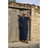 image:imageCOOFANDY Mens VNeck Linen Robe Short Sleeve Kaftan Thobe Long Gown Casual Shirt for Beach SummerNavy Blue