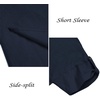 image:imageCOOFANDY Mens VNeck Linen Robe Short Sleeve Kaftan Thobe Long Gown Casual Shirt for Beach SummerNavy Blue