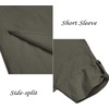 image:imageCOOFANDY Mens VNeck Linen Robe Short Sleeve Kaftan Thobe Long Gown Casual Shirt for Beach SummerOlive Green