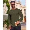 image:imageCOOFANDY Mens Waffle Henley Shirts Long Sleeve Casual TShirt Basic Lightweight Pullover TeesArmy Green