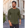 image:imageCOOFANDY Mens Waffle Henley Shirts Long Sleeve Casual TShirt Basic Lightweight Pullover TeesArmy Green