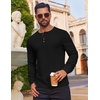 image:imageCOOFANDY Mens Waffle Henley Shirts Long Sleeve Casual TShirt Basic Lightweight Pullover TeesBlack