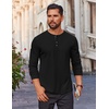 image:imageCOOFANDY Mens Waffle Henley Shirts Long Sleeve Casual TShirt Basic Lightweight Pullover TeesBlack