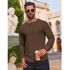 image:imageCOOFANDY Mens Waffle Henley Shirts Long Sleeve Casual TShirt Basic Lightweight Pullover TeesBrown