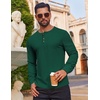 image:imageCOOFANDY Mens Waffle Henley Shirts Long Sleeve Casual TShirt Basic Lightweight Pullover TeesGreen