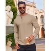 image:imageCOOFANDY Mens Waffle Henley Shirts Long Sleeve Casual TShirt Basic Lightweight Pullover TeesKhaki
