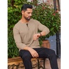 image:imageCOOFANDY Mens Waffle Henley Shirts Long Sleeve Casual TShirt Basic Lightweight Pullover TeesKhaki