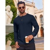 image:imageCOOFANDY Mens Waffle Henley Shirts Long Sleeve Casual TShirt Basic Lightweight Pullover TeesNavy Blue