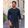 image:imageCOOFANDY Mens Waffle Henley Shirts Long Sleeve Casual TShirt Basic Lightweight Pullover TeesNavy Blue