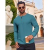 image:imageCOOFANDY Mens Waffle Henley Shirts Long Sleeve Casual TShirt Basic Lightweight Pullover TeesPeacock Blue