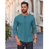 image:imageCOOFANDY Mens Waffle Henley Shirts Long Sleeve Casual TShirt Basic Lightweight Pullover TeesPeacock Blue