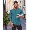 image:imageCOOFANDY Mens Waffle Henley Shirts Long Sleeve Casual TShirt Basic Lightweight Pullover TeesPeacock Blue