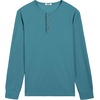 image:imageCOOFANDY Mens Waffle Henley Shirts Long Sleeve Casual TShirt Basic Lightweight Pullover TeesPeacock Blue