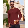 image:imageCOOFANDY Mens Waffle Henley Shirts Long Sleeve Casual TShirt Basic Lightweight Pullover TeesWine Red
