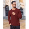 image:imageCOOFANDY Mens Waffle Henley Shirts Long Sleeve Casual TShirt Basic Lightweight Pullover TeesWine Red