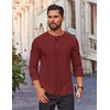 image:imageCOOFANDY Mens Waffle Henley Shirts Long Sleeve Casual TShirt Basic Lightweight Pullover TeesWine Red