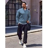 image:imageCOOFANDY Quarter Zip Pullover Men Long Sleeve Sweatshirts for Men Fleece Sweater FallDark Blue
