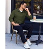 image:imageCOOFANDY Quarter Zip Pullover Men Long Sleeve Sweatshirts for Men Fleece Sweater FallDark Green