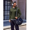 image:imageCOOFANDY Quarter Zip Pullover Men Long Sleeve Sweatshirts for Men Fleece Sweater FallDark Green