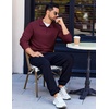 image:imageCOOFANDY Quarter Zip Pullover Men Long Sleeve Sweatshirts for Men Fleece Sweater FallDark Red