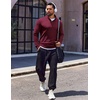 image:imageCOOFANDY Quarter Zip Pullover Men Long Sleeve Sweatshirts for Men Fleece Sweater FallDark Red