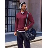 image:imageCOOFANDY Quarter Zip Pullover Men Long Sleeve Sweatshirts for Men Fleece Sweater FallDark Red