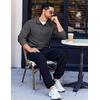 image:imageCOOFANDY Quarter Zip Pullover Men Long Sleeve Sweatshirts for Men Fleece Sweater FallHeather Grey