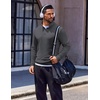 image:imageCOOFANDY Quarter Zip Pullover Men Long Sleeve Sweatshirts for Men Fleece Sweater FallHeather Grey