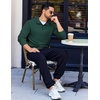 image:imageCOOFANDY Quarter Zip Pullover Men Long Sleeve Sweatshirts for Men Fleece Sweater FallLake Green