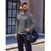 image:imageCOOFANDY Quarter Zip Pullover Men Long Sleeve Sweatshirts for Men Fleece Sweater FallLight Grey