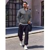 image:imageCOOFANDY Quarter Zip Pullover Men Long Sleeve Sweatshirts for Men Fleece Sweater FallLight Grey